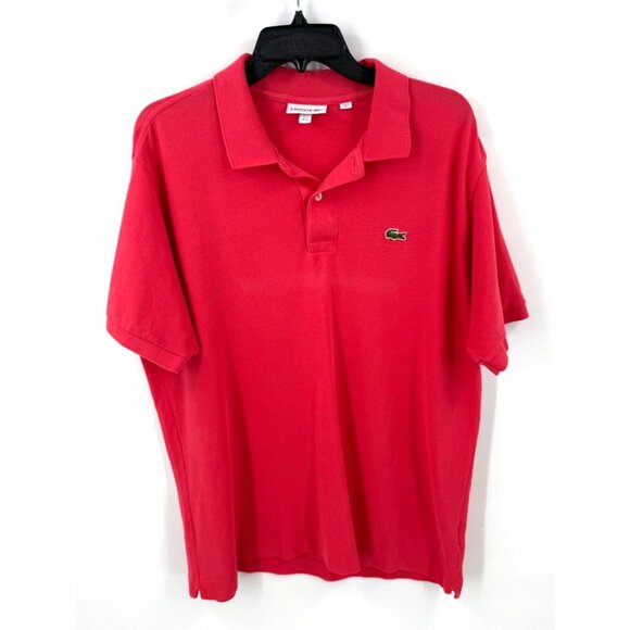Lacoste Mens Classic Fit Cotton Polo Coral Size XL Pink Collared Golf Athletic - Picture 1 of 6